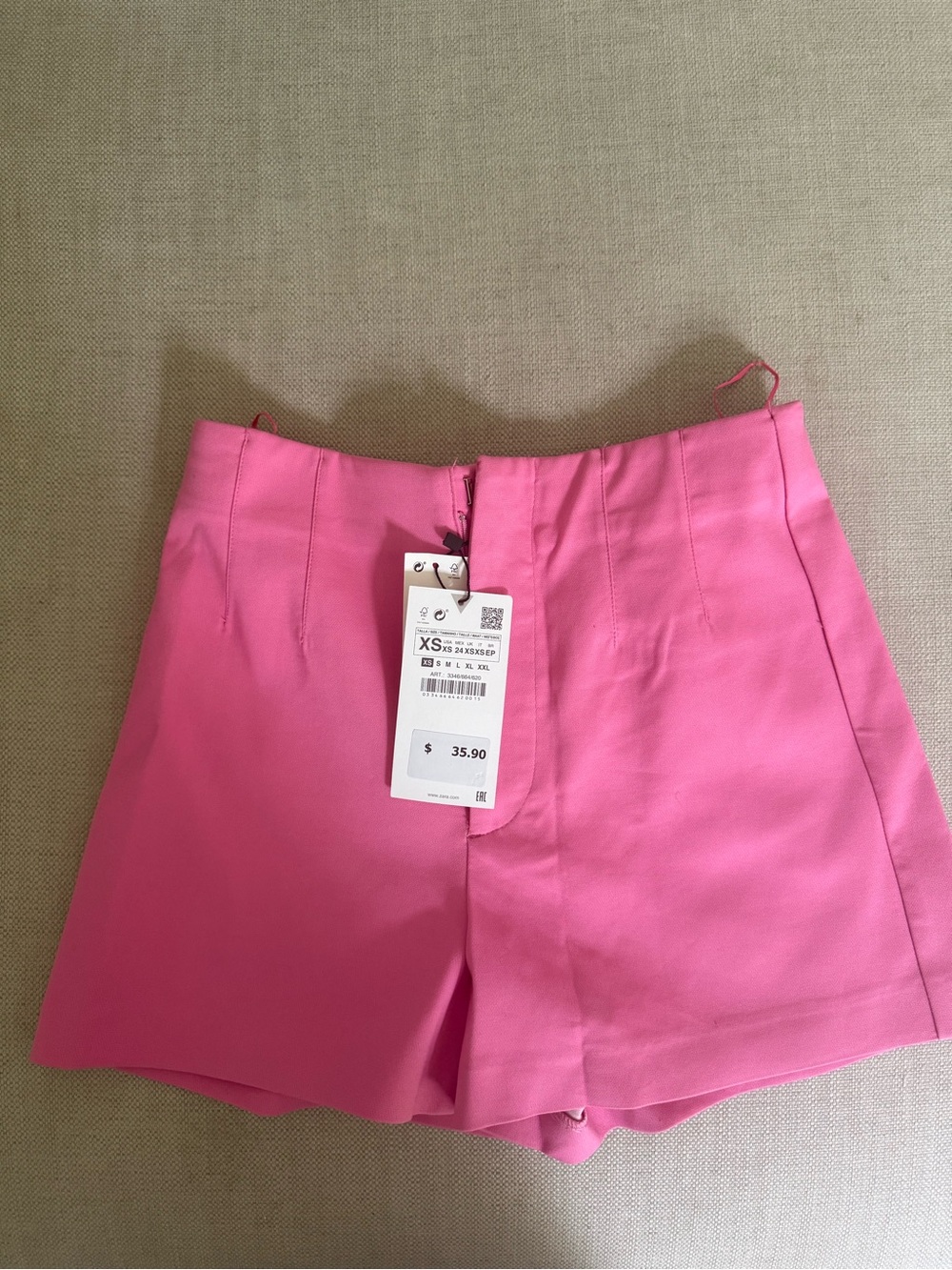 Zara Hot Pink High-Waist Tailored Shorts